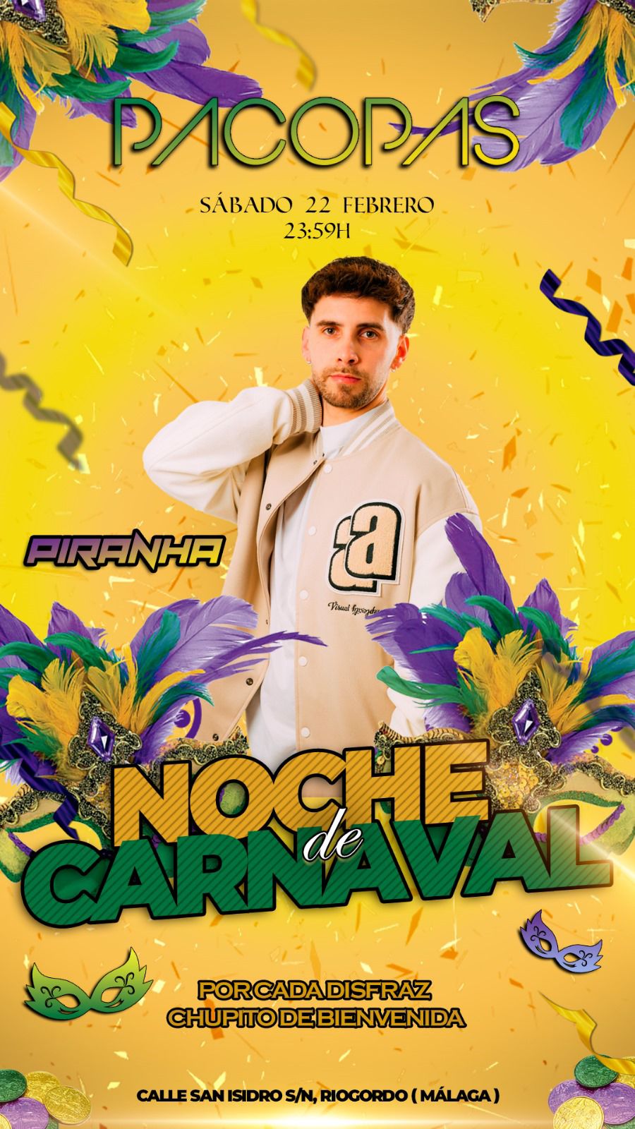 Evento pacopas - Noche de carnaval 22 de febrero 2025